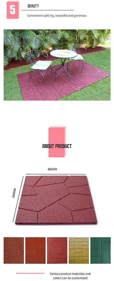 Double-Face Flexible Garden Courtyard Rubber Tile Flooring